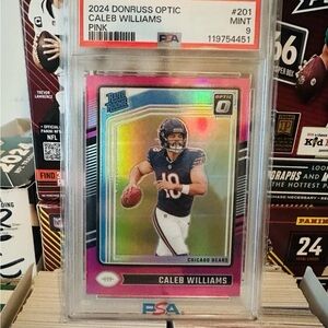 2024 Donruss Rated Rookie Caleb Williams PSA 9 #327 Optic Preview Pink Prizm